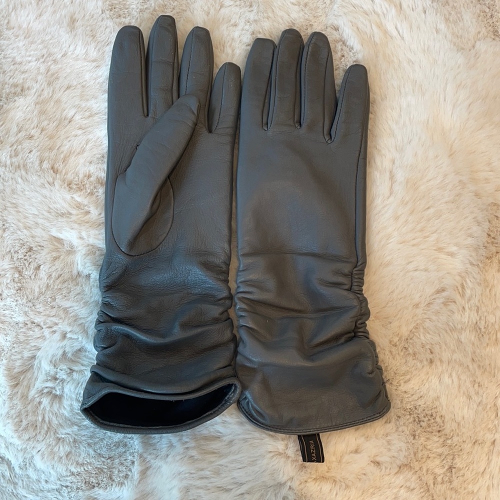 BCBG Gray Leather Gloves